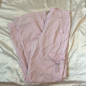 American Eagle pink cargo pants in size 0 style: super high rise baggy wide leg